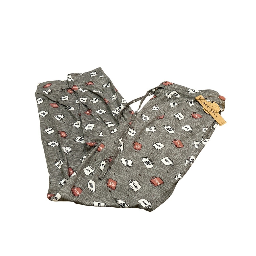 Rae Dunn Womens Medium Pajama Lounge Pants Coffee Cups NEW